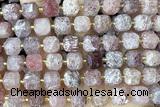 CUBE227 15 inches 10mm faceted cube strawberry quartz beads wholesale