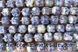 CUBE231 15 inches 10mm faceted cube blue spot stone beads wholesale