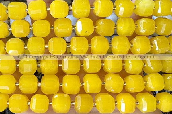 CUBE238 15 inches 10mm faceted cube jade beads wholesale