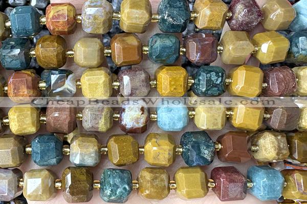 CUBE240 15 inches 10mm faceted cube ocean agate beads wholesale