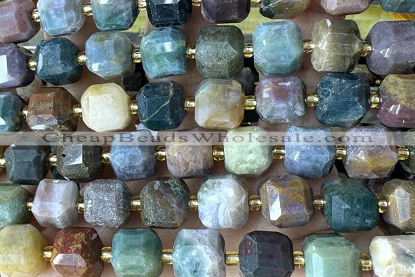 CUBE241 15 inches 10mm faceted cube Indian agate beads wholesale