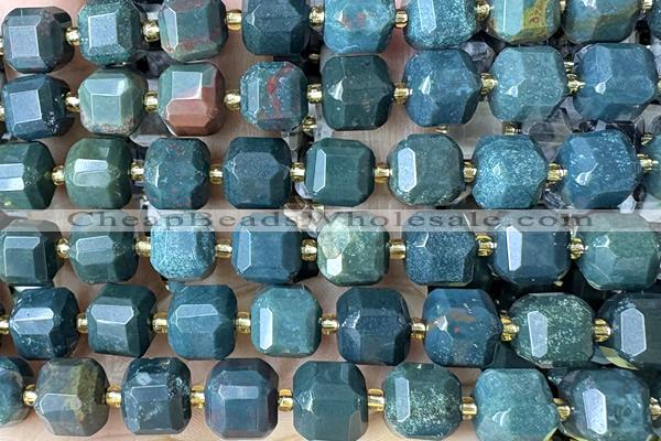 CUBE246 15 inches 10mm faceted cube Indian bloodstone beads wholesale