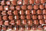 CUBE252 15 inches 10mm faceted cube red jasper beads wholesale