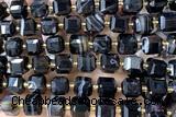 CUBE254 15 inches 10mm faceted cube black agate beads wholesale