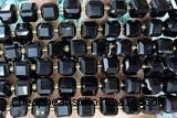 CUBE255 15 inches 10mm faceted cube black agate beads wholesale