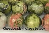 CUG195 15 inches 6mm faceted round unakite beads wholesale