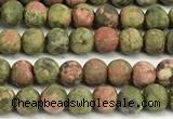 CUG205 15 inches 4mm round matte unakite beads