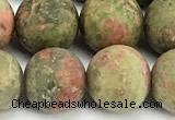 CUG209 15 inches 12mm round matte unakite beads