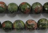 CUG303 15.5 inches 10mm faceted round unakite gemstone beads