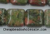 CUG60 16 inches 20*20mm square natural unakite gemstone beads wholesale