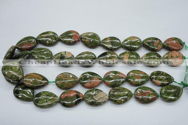 CUG70 15.5 inches 18*25mm flat teardrop unakite gemstone beads