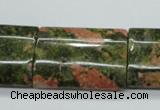 CUG72 15.5 inches 22*30mm flat tube unakite gemstone beads