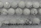 CWB213 15.5 inches 10mm faceted round natural white howlite beads