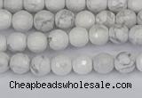 CWB230 15.5 inches 4mm faceted round white howlite beads