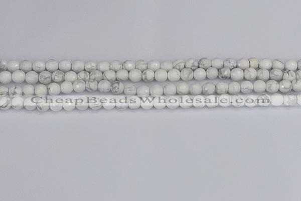 CWB231 15.5 inches 6mm faceted round white howlite beads