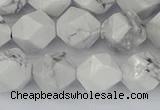 CWB240 15.5 inches 10mm faceted nuggets white howlite beads