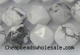 CWB241 15.5 inches 12mm faceted nuggets white howlite beads