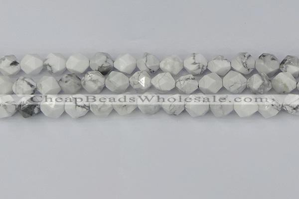 CWB241 15.5 inches 12mm faceted nuggets white howlite beads