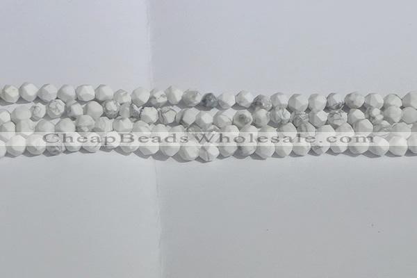 CWB244 15.5 inches 6mm faceted nuggets matte white howlite beads