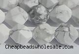 CWB246 15.5 inches 10mm faceted nuggets matte white howlite beads