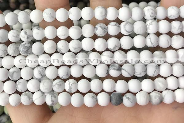 CWB251 15.5 inches 6mm round matte white howlite beads wholesale