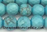 CWB260 15 inches 6mm faceted round howlite turquoise beads