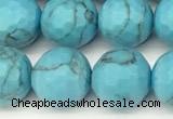 CWB261 15 inches 8mm faceted round howlite turquoise beads