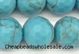 CWB263 15 inches 12mm faceted round howlite turquoise beads