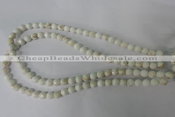 CWB300 15.5 inches 4mm faceted round howlite turquoise beads