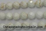 CWB302 15.5 inches 8mm faceted round howlite turquoise beads