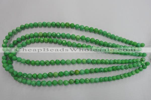 CWB391 15.5 inches 6mm faceted round howlite turquoise beads