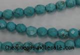 CWB421 15.5 inches 6mm faceted round howlite turquoise beads