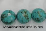 CWB427 15.5 inches 16mm faceted round howlite turquoise beads