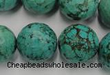 CWB428 15.5 inches 18mm faceted round howlite turquoise beads