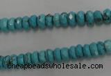 CWB441 15.5 inches 4*6mm faceted rondelle howlite turquoise beads