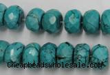 CWB448 15.5 inches 8*12mm faceted rondelle howlite turquoise beads