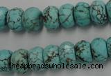 CWB449 15.5 inches 8*12mm faceted rondelle howlite turquoise beads