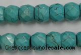 CWB450 15.5 inches 10*12mm faceted rondelle howlite turquoise beads