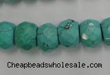 CWB452 15.5 inches 10*14mm faceted rondelle howlite turquoise beads