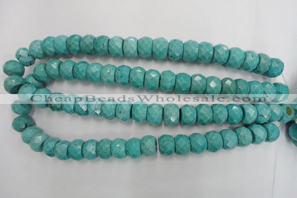 CWB453 15.5 inches 10*14mm faceted rondelle howlite turquoise beads