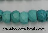 CWB454 15.5 inches 10*14mm faceted rondelle howlite turquoise beads