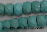 CWB455 15.5 inches 10*14mm faceted rondelle howlite turquoise beads