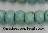 CWB457 15.5 inches 12*16mm faceted rondelle howlite turquoise beads