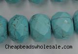 CWB462 15.5 inches 14*20mm faceted rondelle howlite turquoise beads