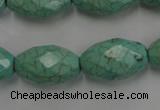 CWB484 15.5 inches 12*20mm faceted rice howlite turquoise beads