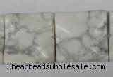 CWB62 15.5 inches 25*25mm wavy square natural white howlite beads