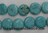 CWB703 15.5 inches 12mm flat round howlite turquoise beads