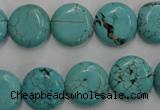 CWB704 15.5 inches 14mm flat round howlite turquoise beads