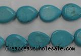 CWB722 15.5 inches 10*14mm flat teardrop howlite turquoise beads