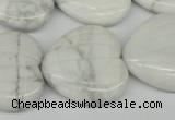 CWB74 15.5 inches 26*26mm carved heart natural white howlite beads